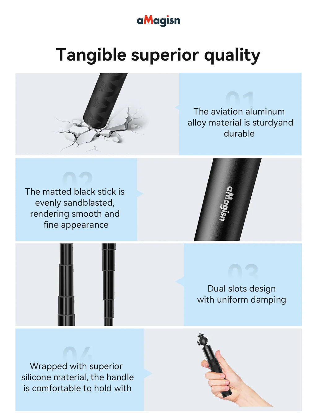 aMagisn Extendable Selfie Stick 70CM 120CM with 360°Ball Head for Insta360 Ace Pro 2 X5 X4 Air Gopro Hero 13 12 DJI Action 5 pro