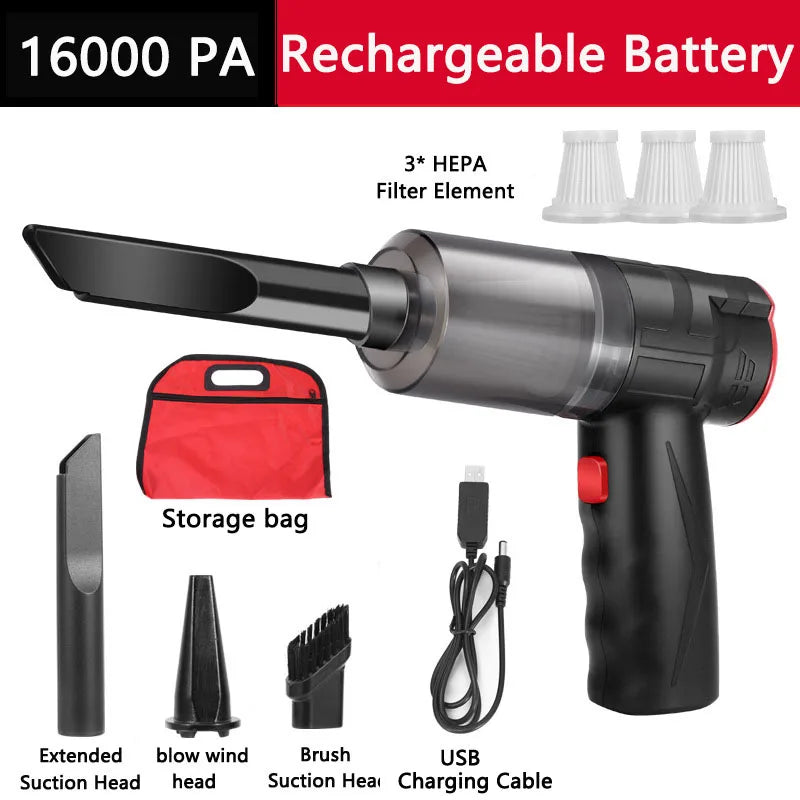 16000PA 150W Wireless Car Handheld Vacuum Cleaner Portable Powerful Suction Wet And Dry Smart Cordless Interior Accessories