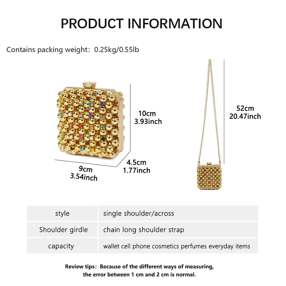 2026 Spring & Summer New Arrival - European & American Fashion Chain Mini Square Bag Acrylic handcrafted beaded mini women’s bag