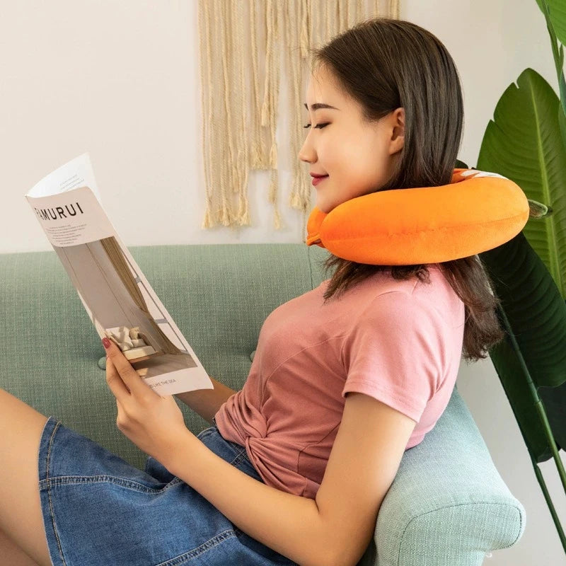 U-shaped Pillow Adult Children Travel Pillow Soft Short Plush Cartoon Portable Outdoor Nap Flight Neck Pillow Nursing Cushion