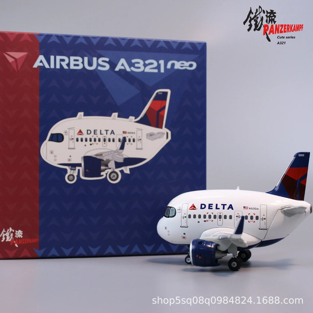 Q-Version Cartoon Airplane All Alloy Airbus American Airlines A321/Delta Air Lines/C919 Aviation Collection Model Airplane
