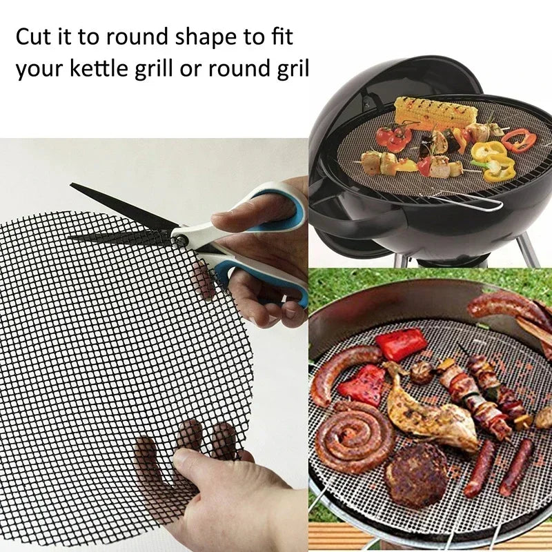 Non-Stick Grid Shape BBQ Mat Cooking Grilling Sheet Liner Fish Vegetable Smoker Grill Mats Barbecue Supplies Tools
