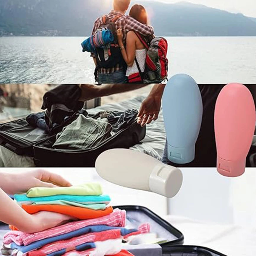 60ML Travel Bottles & Containers Small Mini Empty Plastic Squeeze Bottles for Travel Toiletries Shampoo with Storage Bag