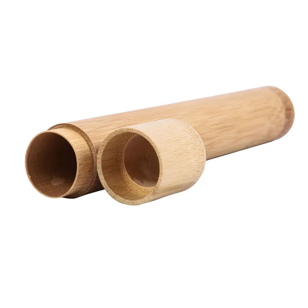 1Pcs Toothbrush Protection Case Compact Bamboo Design Prevents Bristle Damage Travel Camping Hiking Portable Holder Tube