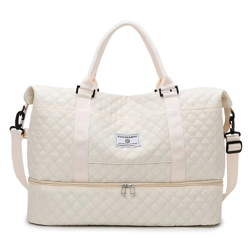 Lightweight Rhombic Lattice Travel Duffels Bag Large Capacity Sports Fitness Storage Bag Portable Weekender Overnight Bag