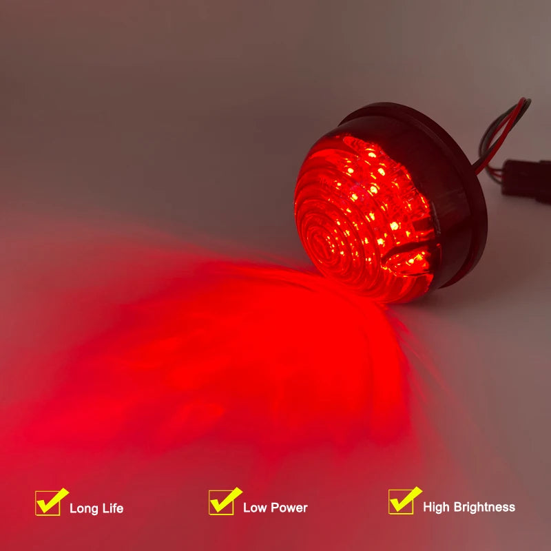 2Pcs Waterproof Smoked Lens 73mm Round Red Lamp Tail Brake Stop Light For Land Rover Defender 90/110 1983-2016