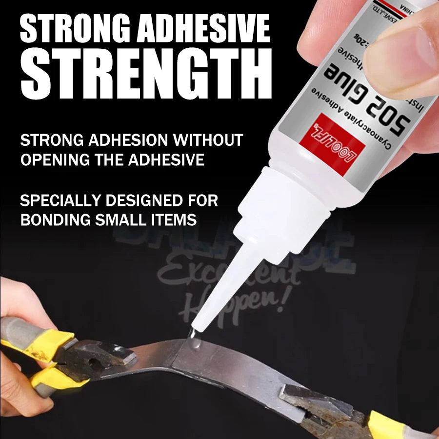 Super strong 502 ethyl cyanoacrylate quick-drying instant super glue metal wood glue leather glue liquid strong bonding tool
