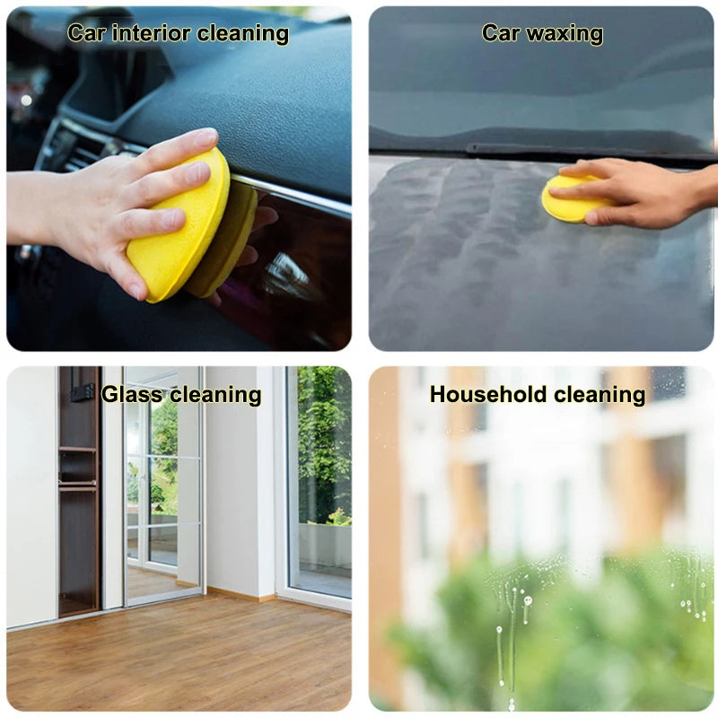 SEAMETAL 12pcs Car Foam Waxing Polish Sponge Round High Density Wax Cleaning Pads Polishing Sponges for Car Detailing Care Tools