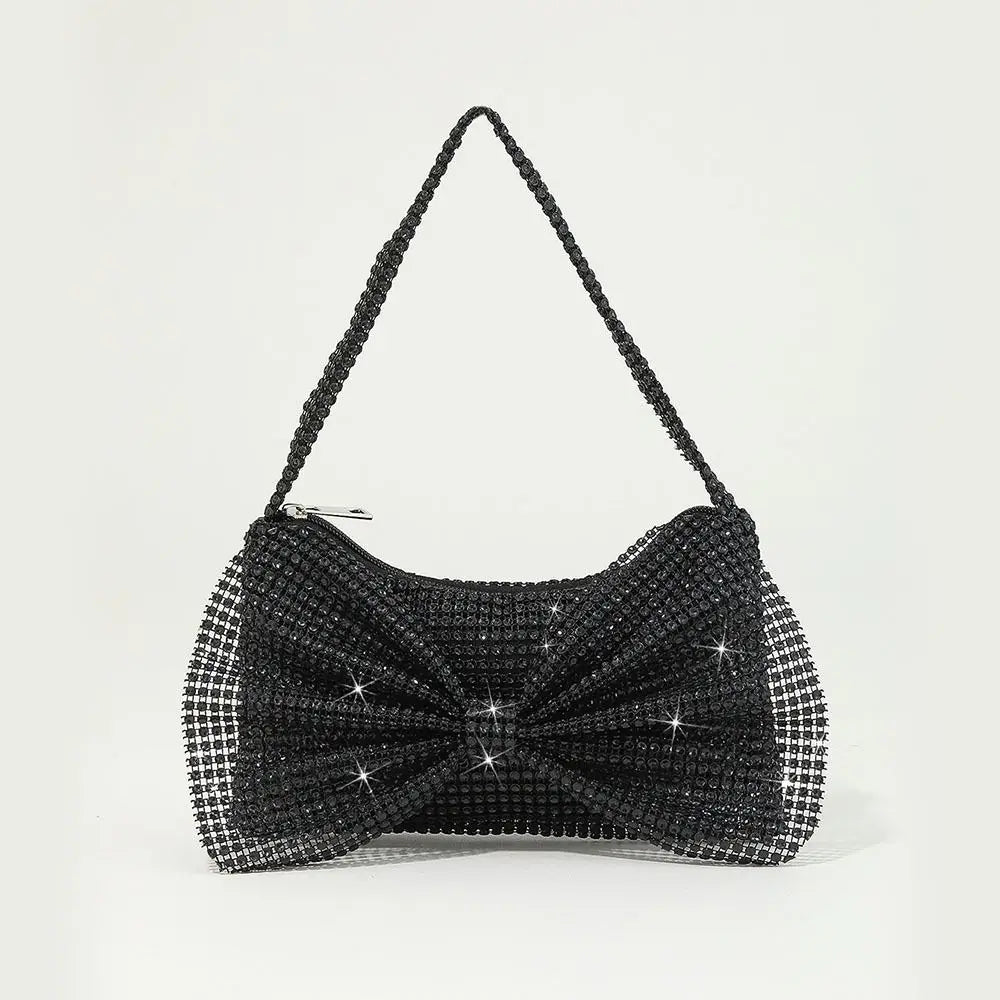 Circular Evening Bag Fashion Bow knot Decorate Banquet Clutch Rhinestone Sparkling Clutches Bag Women Female