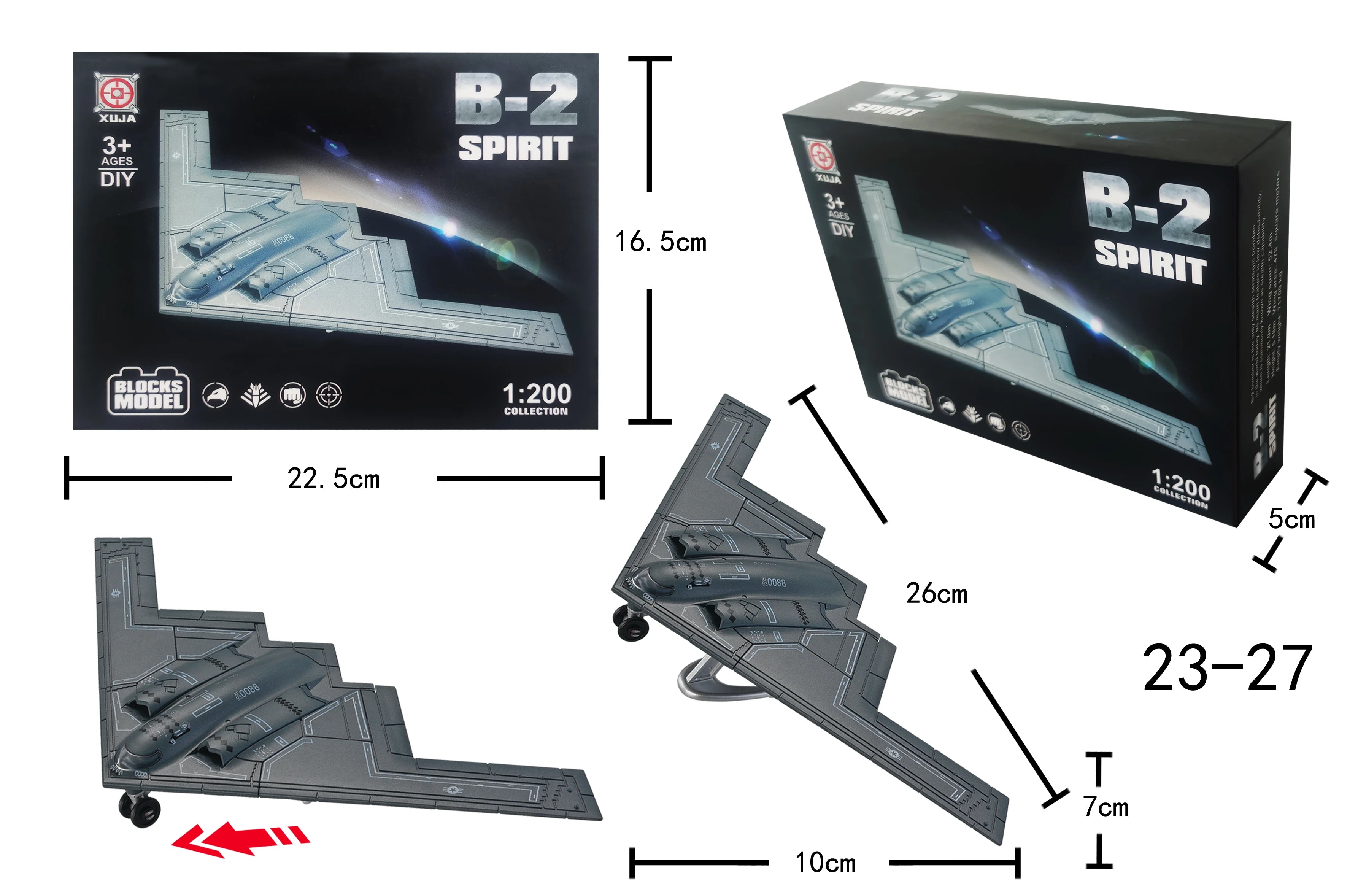 1:200 Scale Us Air Force B2 Spirit Stealth Bomber ABS Diecast Aircraft Model Children toys With Display Base Collectible Gift