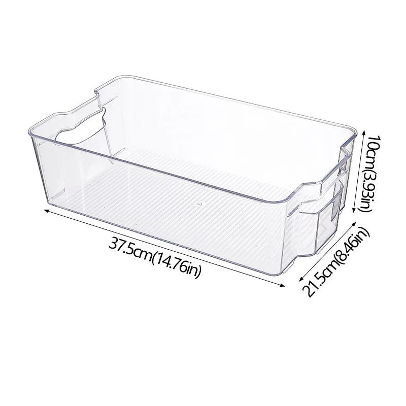 Refrigerator Organizer Bins Stackable Fridge Food Storage Box With Handle Clear Plastic Pantry Freezer Organizer Tool
