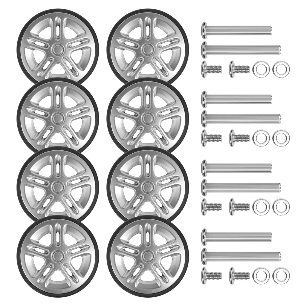 8Pcs Silver Luggage Wheel Replacement with Screw Travel Luggage Wheels Replacement Suitcase Parts 50mm Axles Caster Wheel Repair