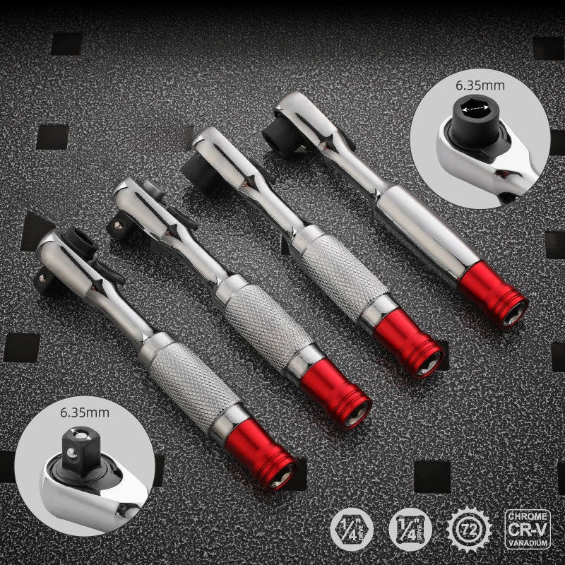 Mini 1/4 inch Double Ended Quick Socket Ratchet Wrench Socket Screwdriver Bit Driver Quick Release Ratchet Wrench Hand Tools
