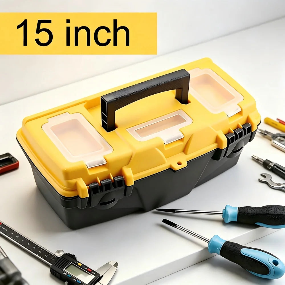 15 Inch Hardware Tools box, Plastic Thick Combination Suitcase Electrician Carpenter Electric Drill Storage Box