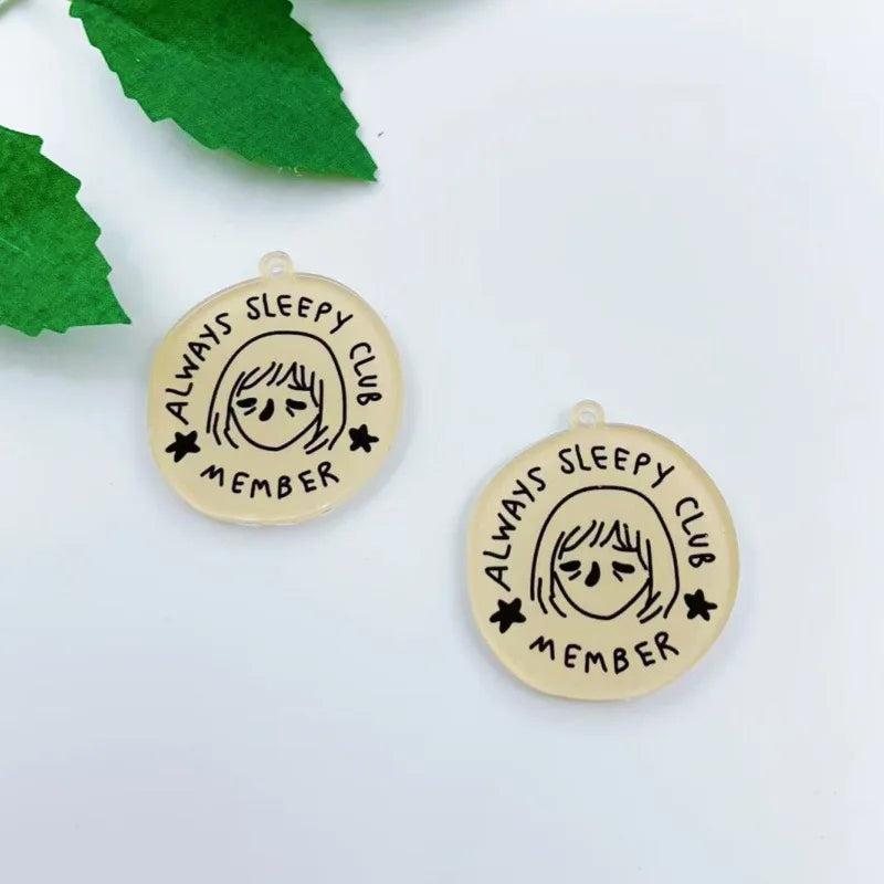 10pcs cartoon character acrylic earrings, keychains, jewelry pendants, DIY jewelry accessories, pendants