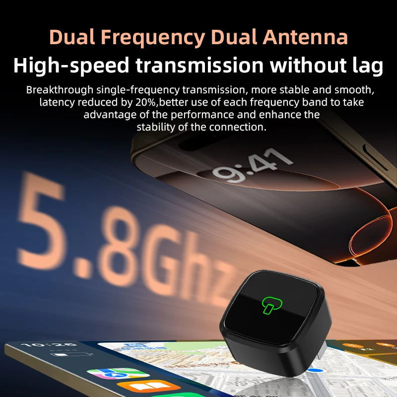 2in1 Mini Wired to Wireless CarPlay Adapter Android Auto Dongle WiFi USB Plug&Play Auto Connect for Audi Porsche Mercedes Kia