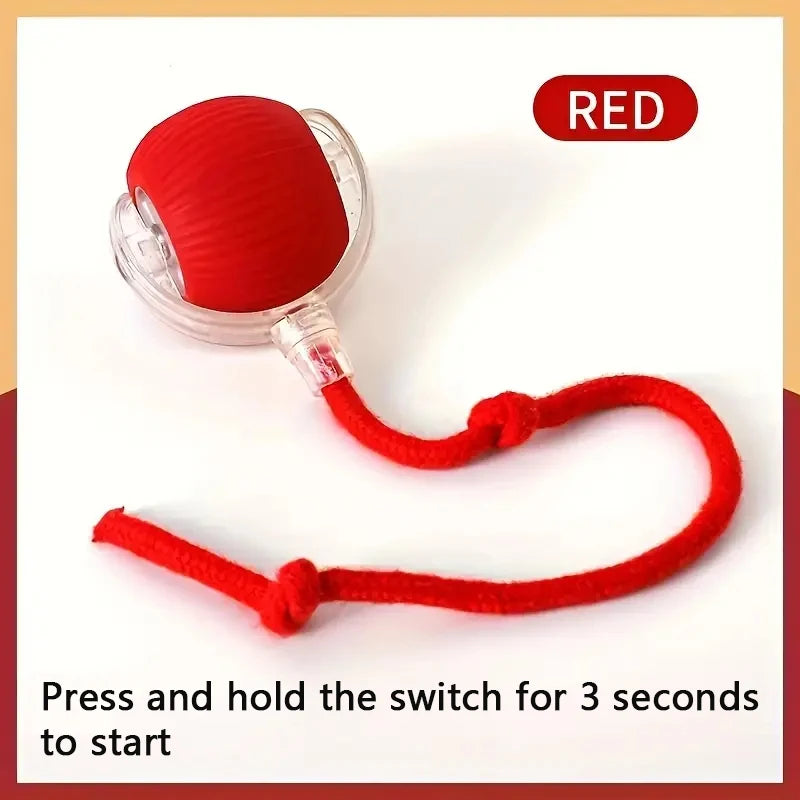 Rechargeable Smart Automatic Rolling Cat Ball Toy Faux Mouse Tail Interactive Electric Pet Toy Indoor Kitten Hunting Self Play