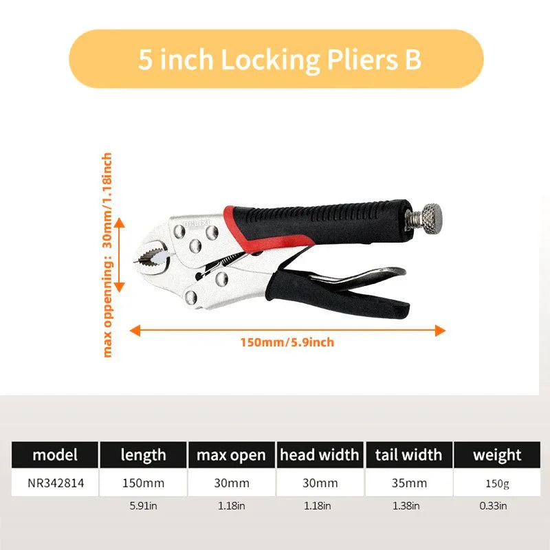 DELIXI ELECTRIC Locking Pliers，Carbon Steel Pliers High Torque Fixed Clamping Hand Tools ，Adjustable Position Welding Tools