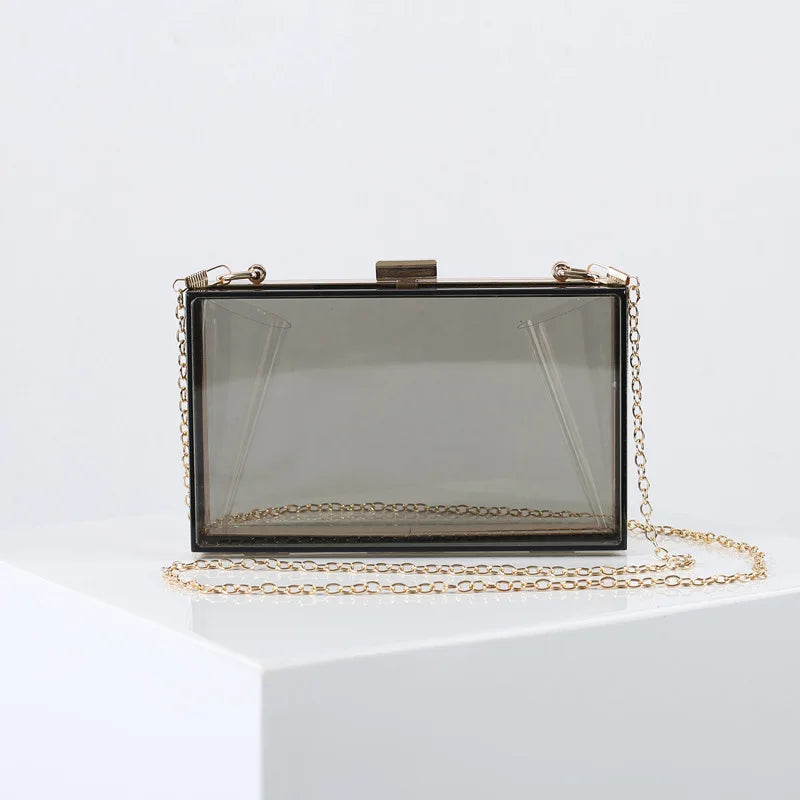 New Acrylic Transparent Women Clutch Bag Chain Luxury Brand Women Messenger Bag Evening Bags Handbag Chain Shoulder Bag