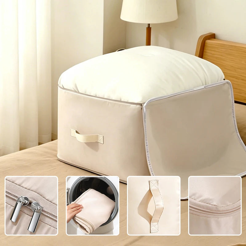 Large Comforter Bag Duvet Clothes Self Compression Storage Blanket Coat Closet Sack Home Travel Organizer Wardrobe Space Saving
