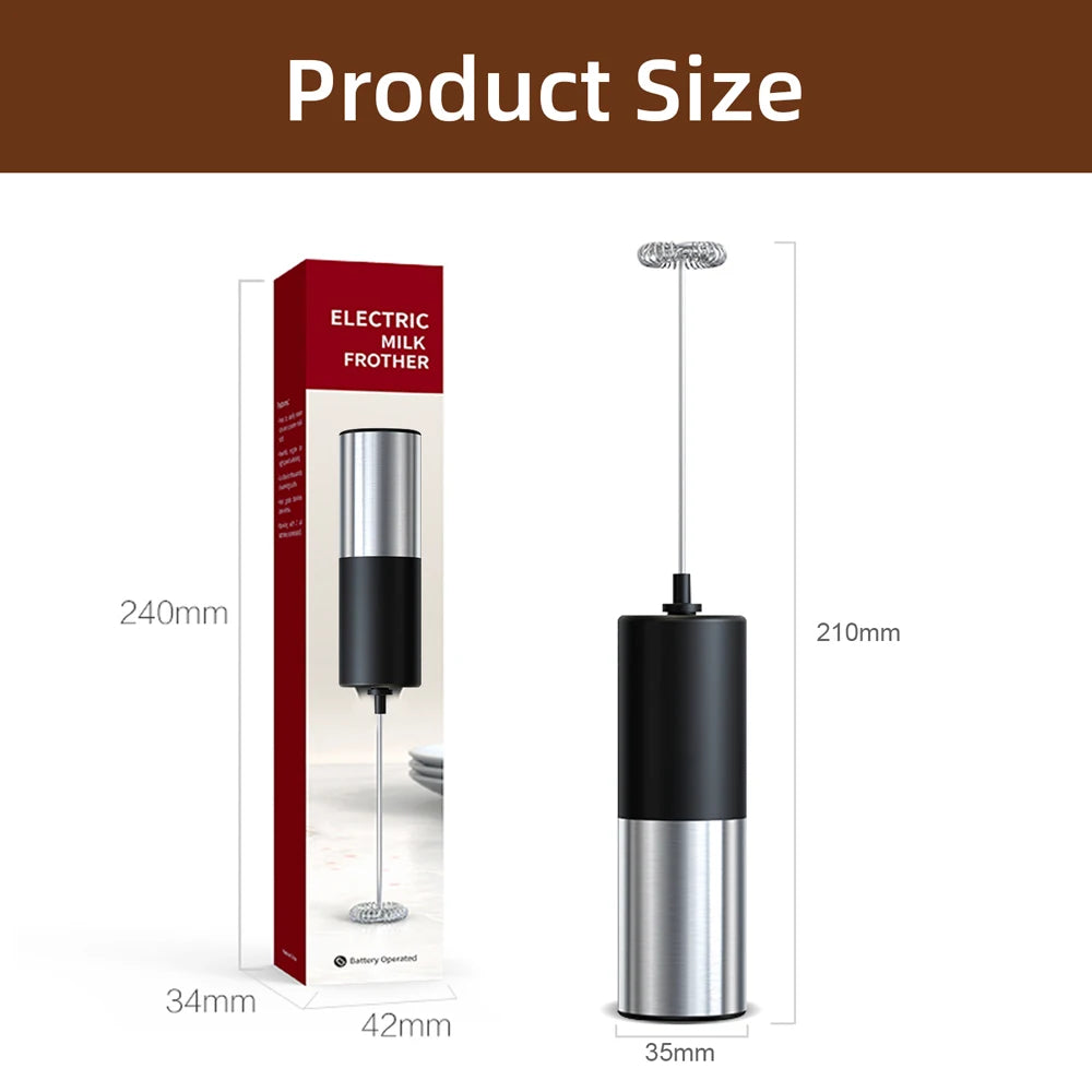 Electric Milk Frother Foam Maker Mixer for Coffee, Electric Portable Whisk Drink Mixer Mini Foam Maker Frothing Battery Powered