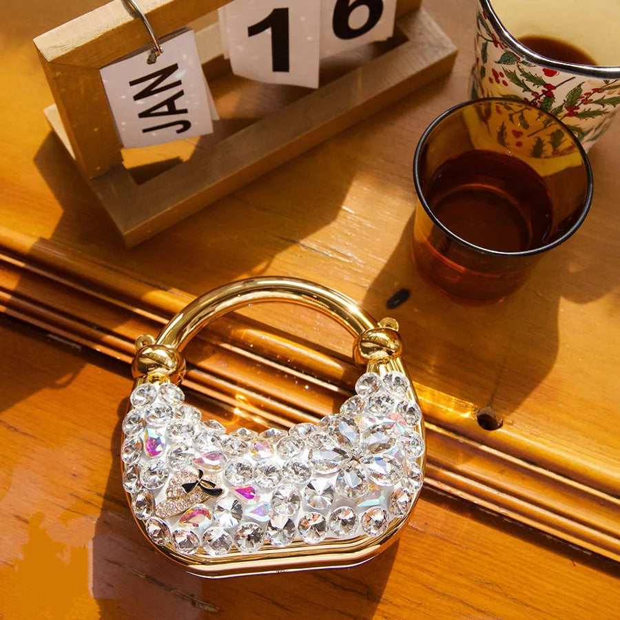 Metal flash diamond top hat dinner bag fashion acrylic bag texture handbag niche design messenger bag