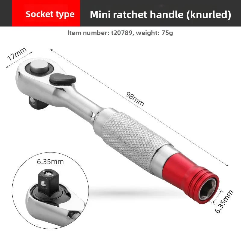 Mini 1/4 inch Double Ended Quick Socket Ratchet Wrench Socket Screwdriver Bit Driver Quick Release Ratchet Wrench Hand Tools
