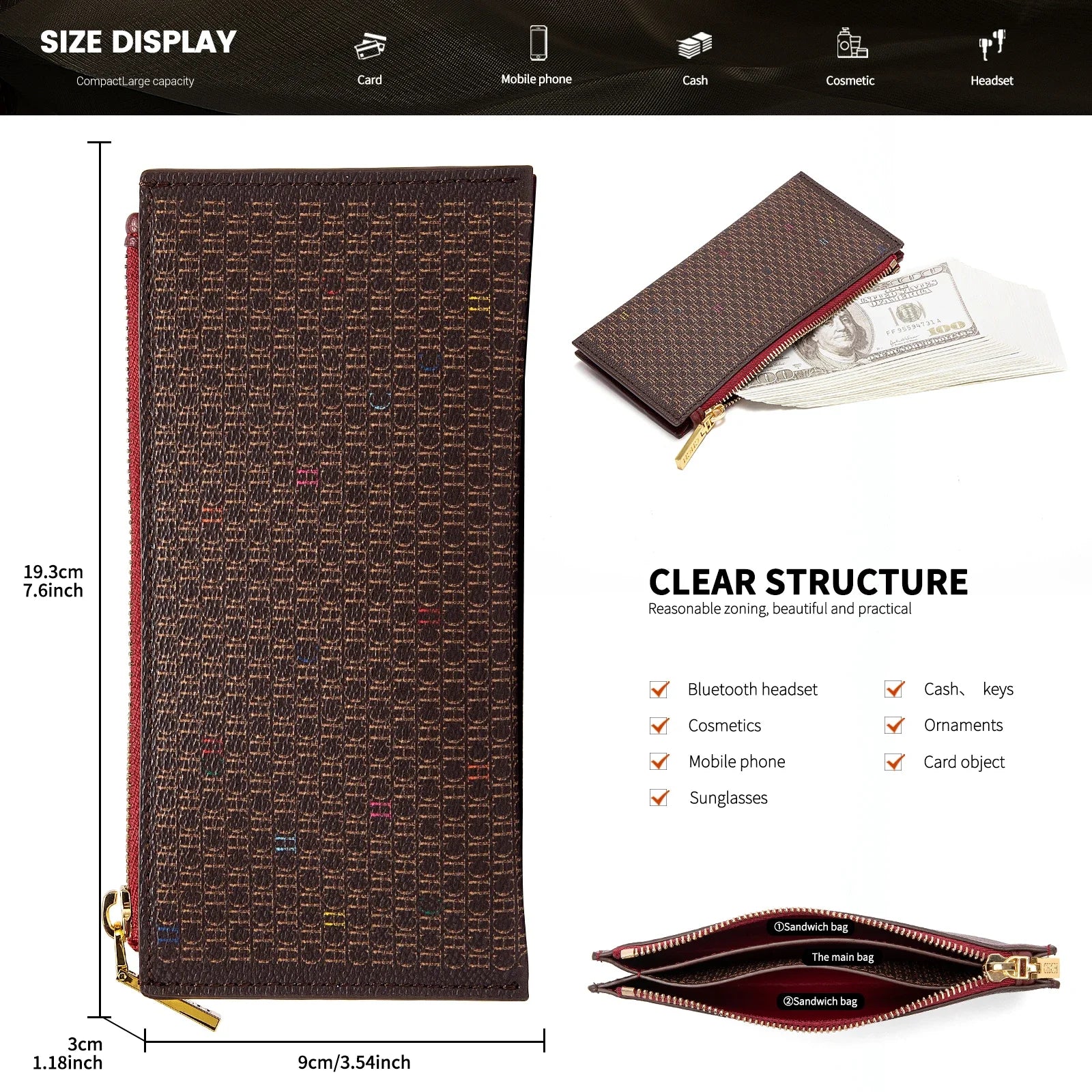 Women's Letter Rectangular Design Handbag Letter Design Card Bag Fashionable Classic Retro New