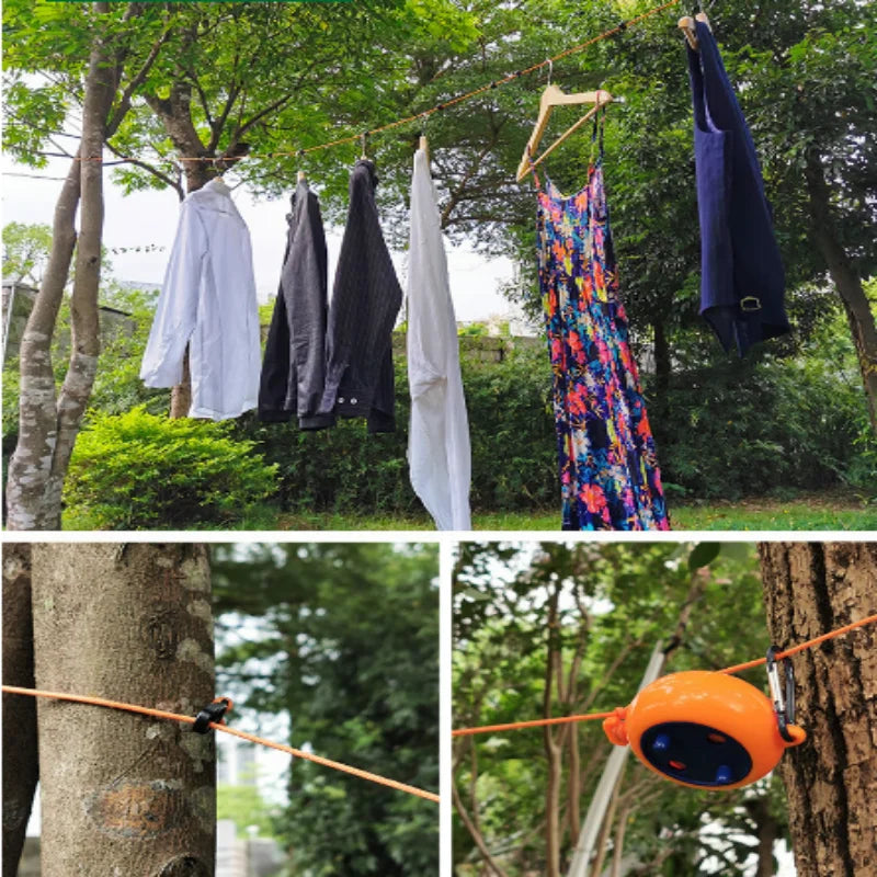 Portable Retractable Clothesline Windproof Anti-slip No Drill Hanging Rope for Travel Hotel Indoor Outdoor Drying