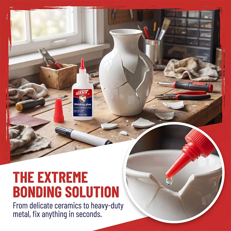 50g Quick-Drying Oil-Based Welding Adhesive. Ultra-Fast Drying Glue with Great Hold, Waterproof and Shock-Resistant, for Repairing Metal, Plastic, Ceramic and Rubber Items