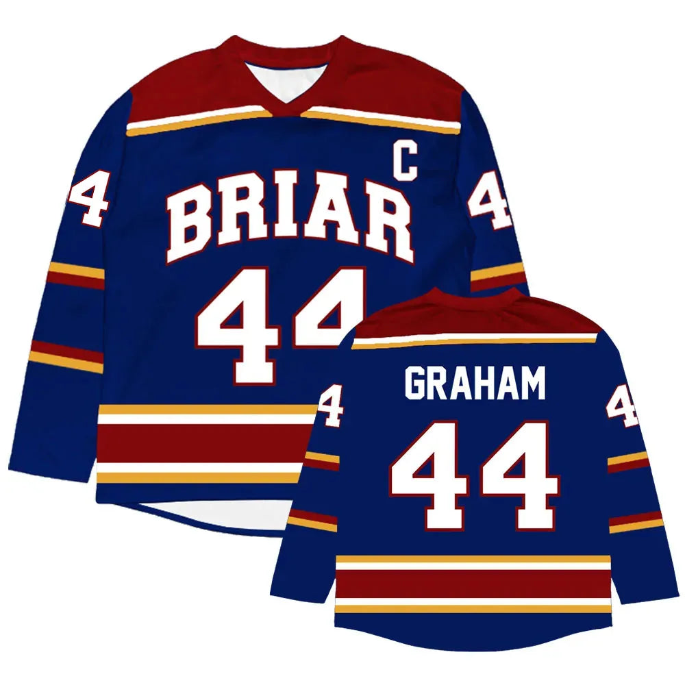 Briar University Off Campus Hockey Jersey Graham 44 DI LAURENTIS 66 Tucker 46 Long Sleeve 3D All Over Print Unisex T Shirt