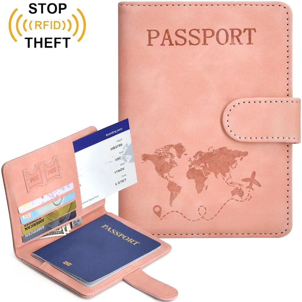 Passport Holder for Men Women RFID Blocking Passport Book Protector Slot Travel Document Organizer