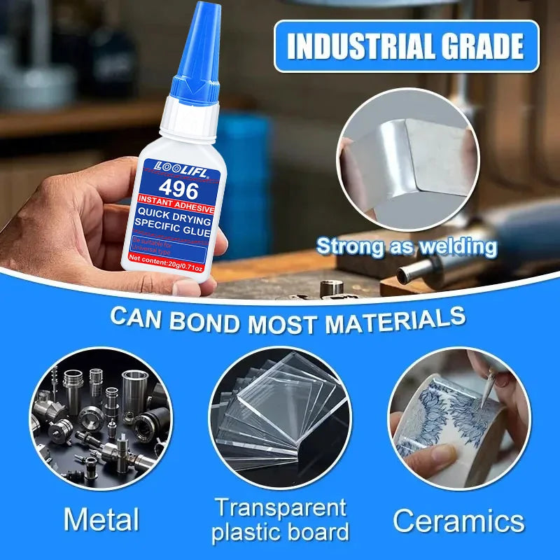 LOOLIFL496 Super Glue 20g Instant Adhesive Quick Drying Universal Strong Glue for Plastic Rubber Metal Wood Crafts Repair 1-5pcs