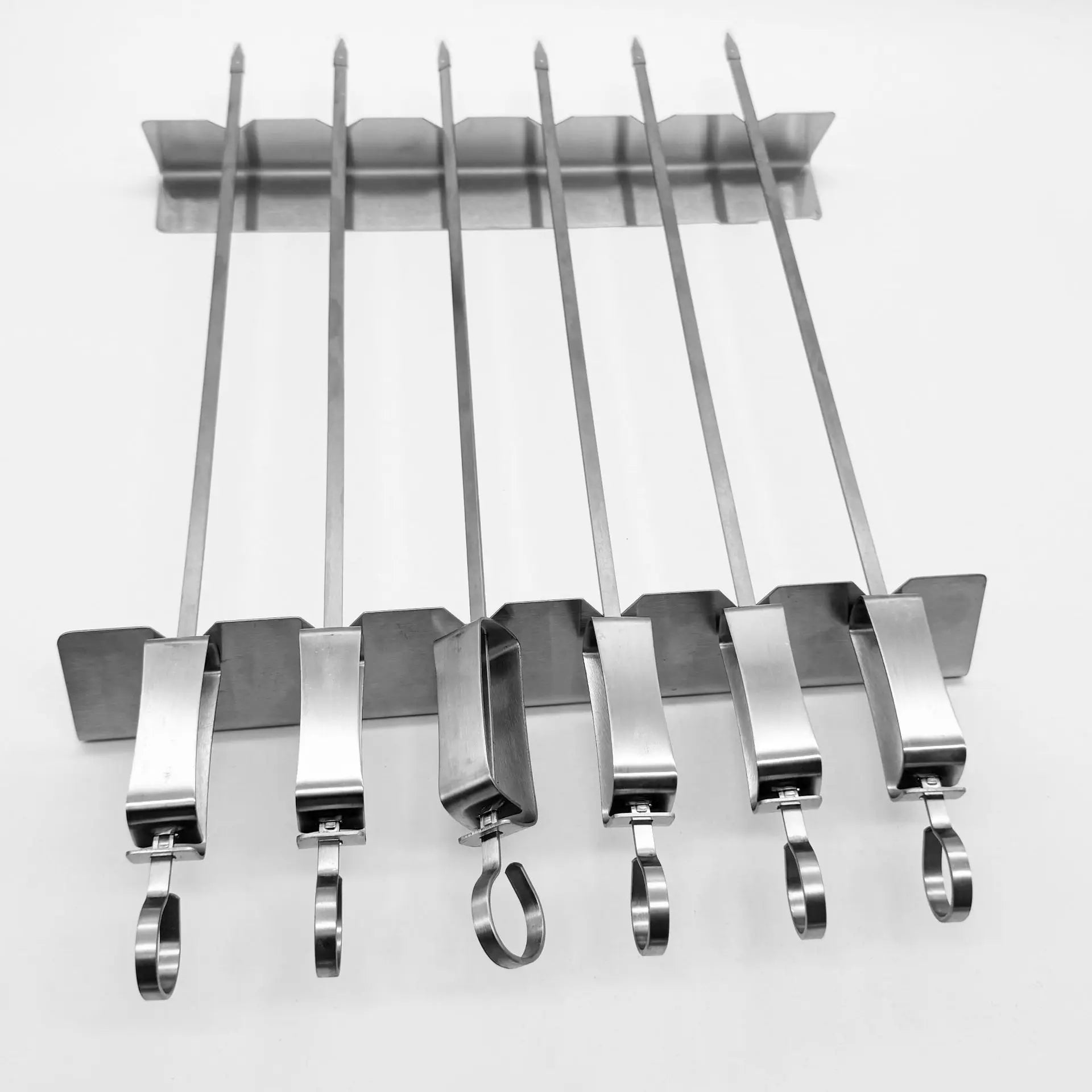 Skewer Holder Anti-slip Groove Stainless Steel Heavy Duty Long BBQ Tools Barbecue Grilling Shish Kabob Rack Outdoor Tools