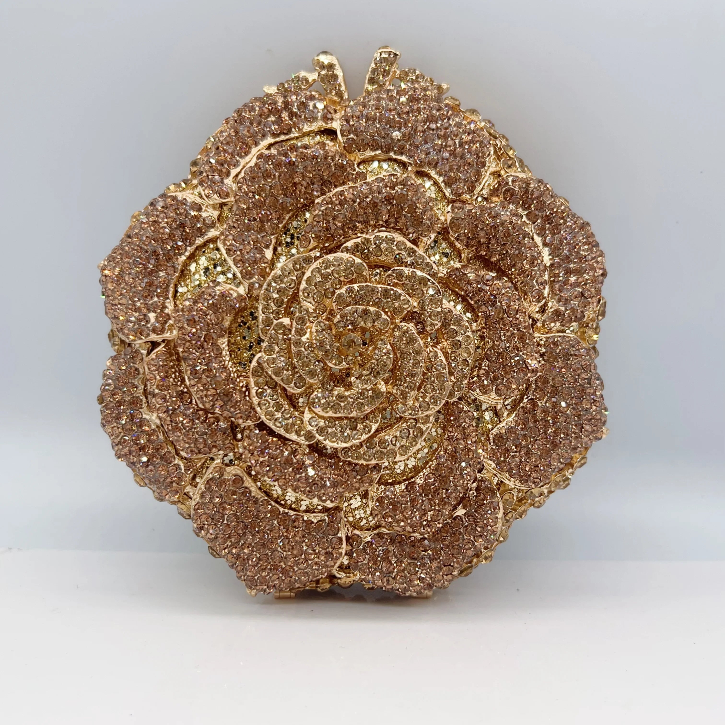 Luxury Rose Shape Diamond Rhinestone Clutch Bag Hollow Metal Banquet Wedding Handbag Women Evening Bag