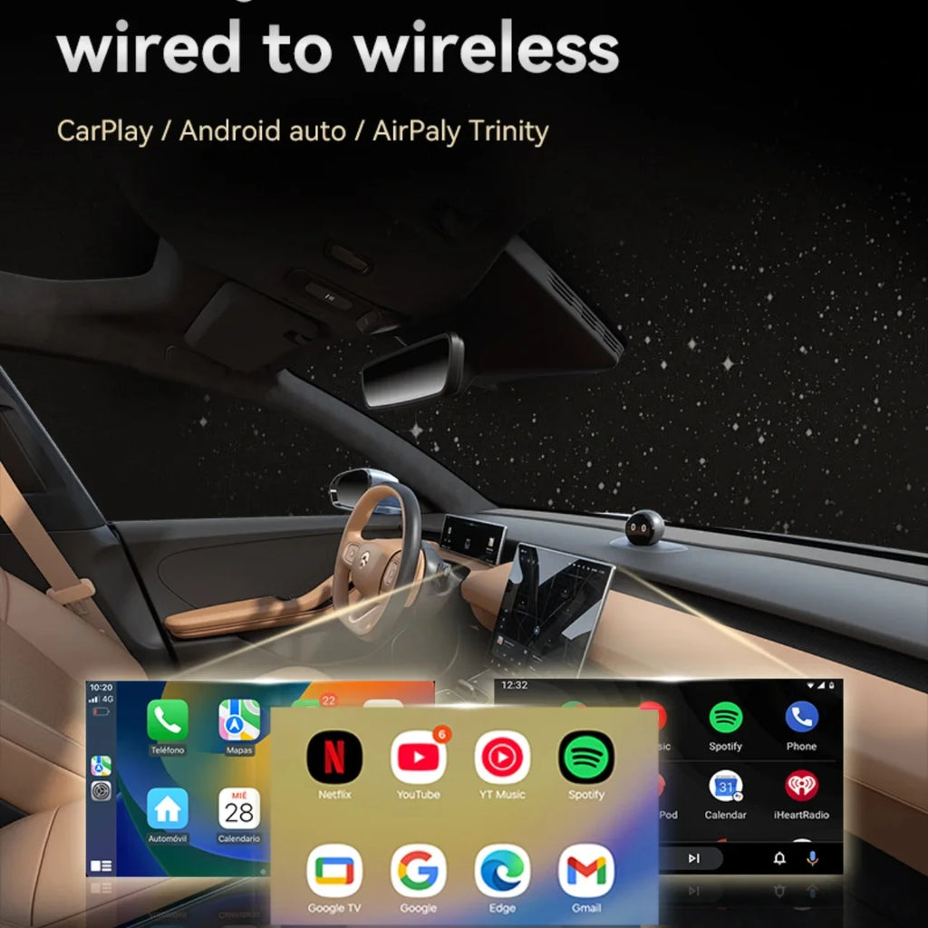 2025 Upgrade 3 in 1 Wireless Carplay Mirror Link Adapter Instant Wired to Wireless Conversion Plug & Play for Wired Carplay