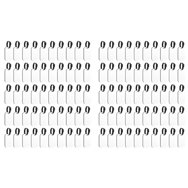 NEW-100PCS Sublimation Blank Luggage Tags White Blank Travel Bag Baggage Tags With Strap Double Sided Suitcase Label Tag