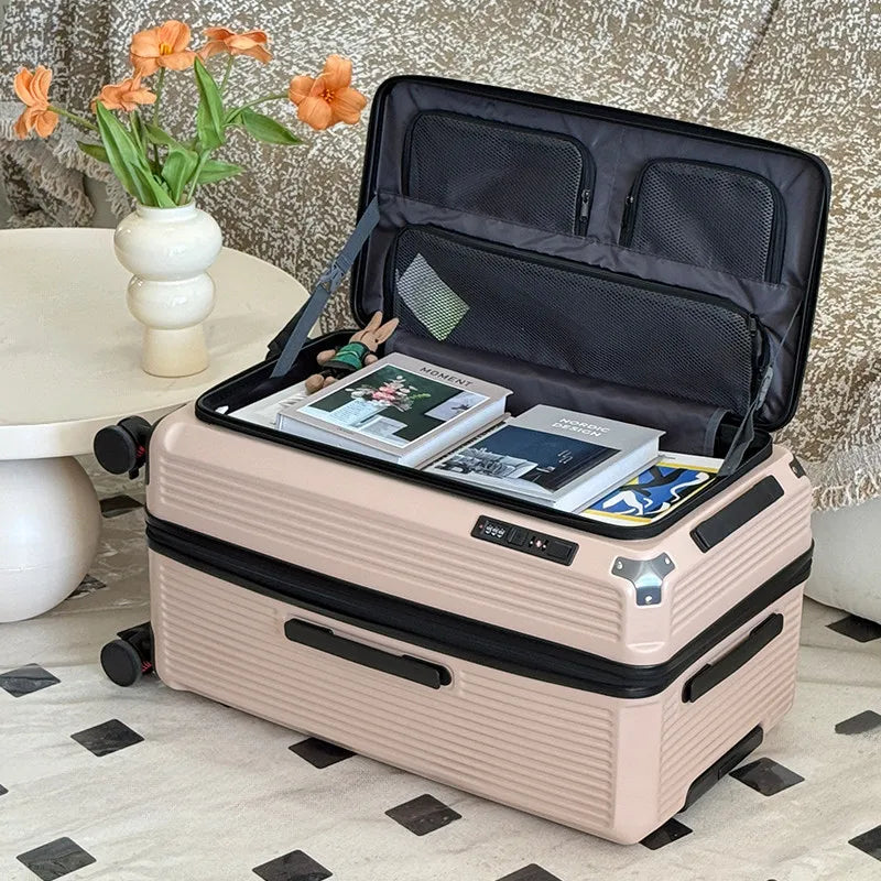 Expandable Large Size Travel Suitcase 32/34 inch Side Opening Large Deep Compartment Five-Wheel Luggage Thickened valise voyage