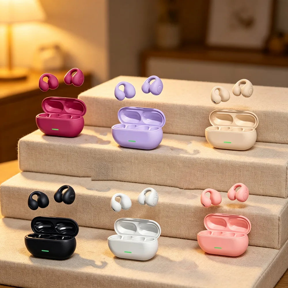 T75 Fone Bluetooth Headset 5.3 Wireless Air Conduction Headphones Clip Ear Music Noise Canceling HD Call Sports Gaming Earphone