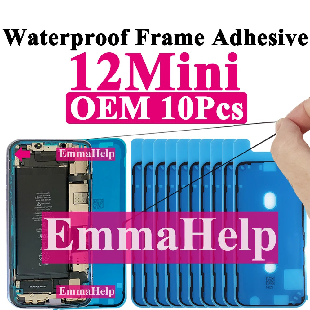 10pcs Waterproof Sticker for iPhone 16 Pro Max 17 14 13 12 11 15 XS XR 8 SE 3M Seal Adhesive Pre-Cut LCD Screen Frame Tape Glue