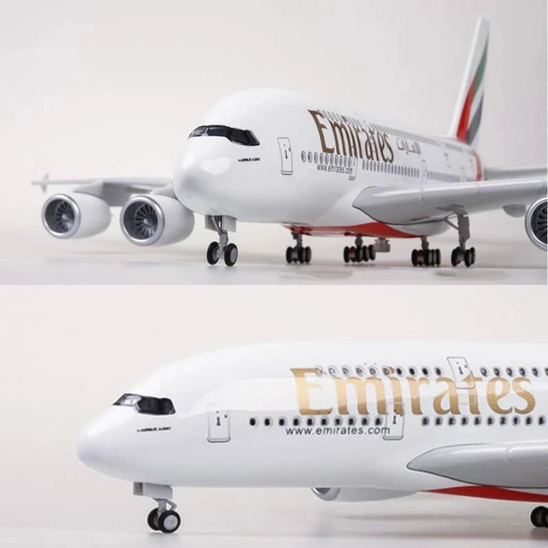 Airbus A380 UAE/Emirates Toy Plane Model 1/160 Scale 18 inchs Large Model Airplane Toy Kits with Stand Airliner Model Plane
