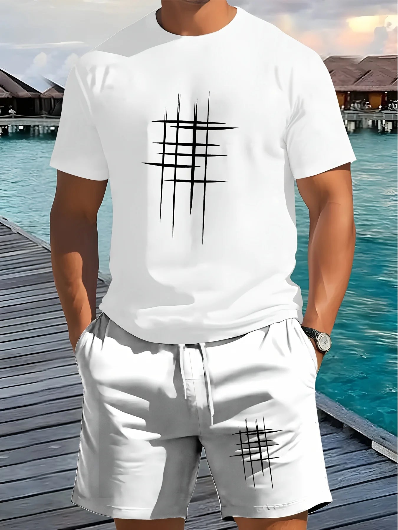 2026 Summer New Men's Short-Sleeved Shorts Set - Street Casual Fashion Comfortable Soft Breathable 3D Pattern Printing