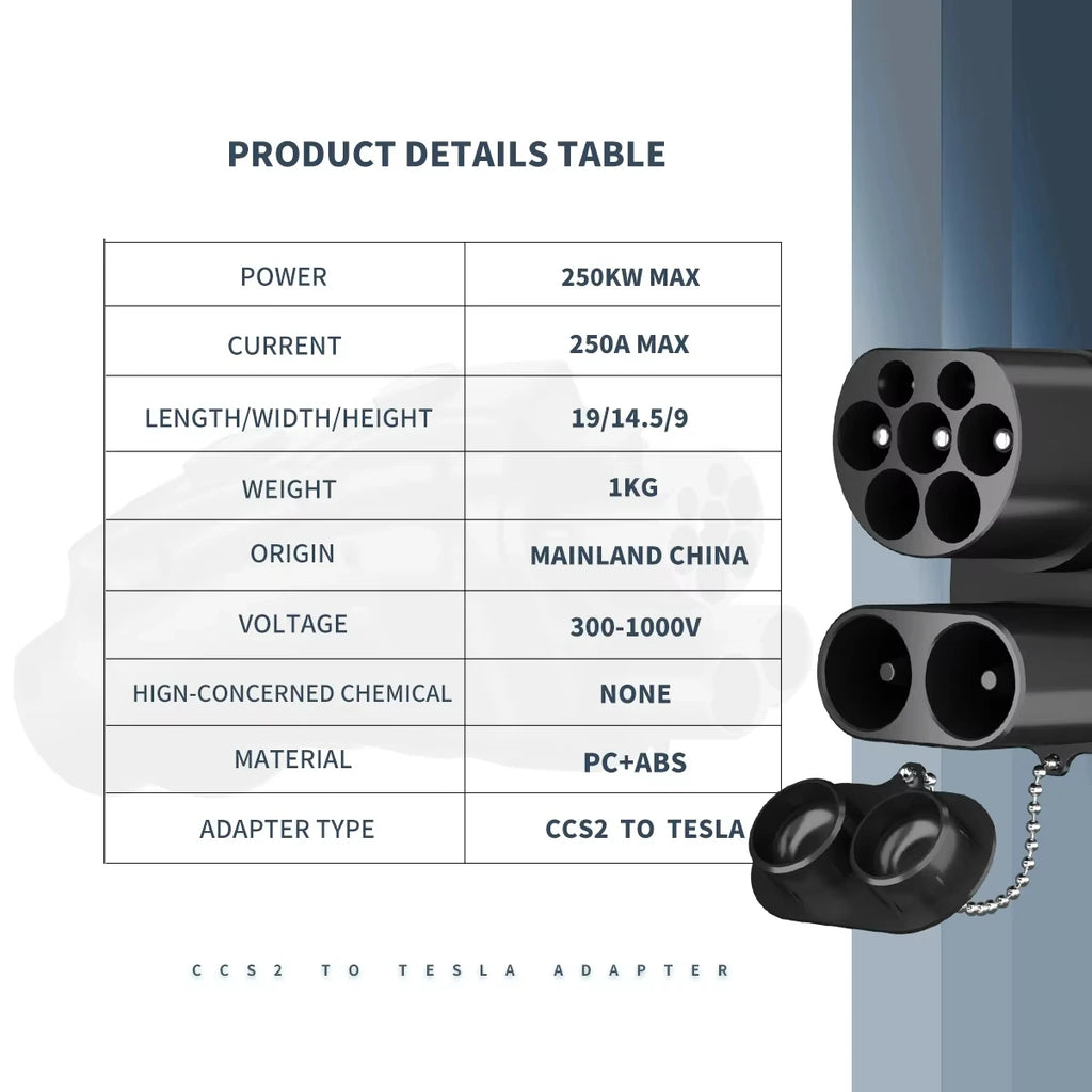 BERET CCS2 to Tesla EV Charger Adapter AC+DC 250A 1000V Electric Vehicle DC Charging CCS2 To Tesla Convertor dc combo 2