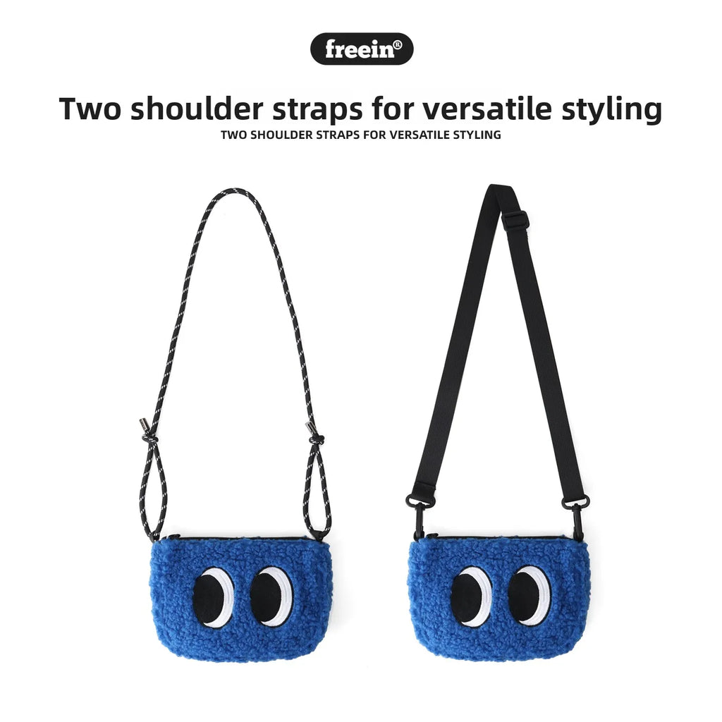 Lightweight Cute  Rice Ball Plush Earphone Bag Crossbody Phone Pouch for Young Girls Cartoon Style Polyester