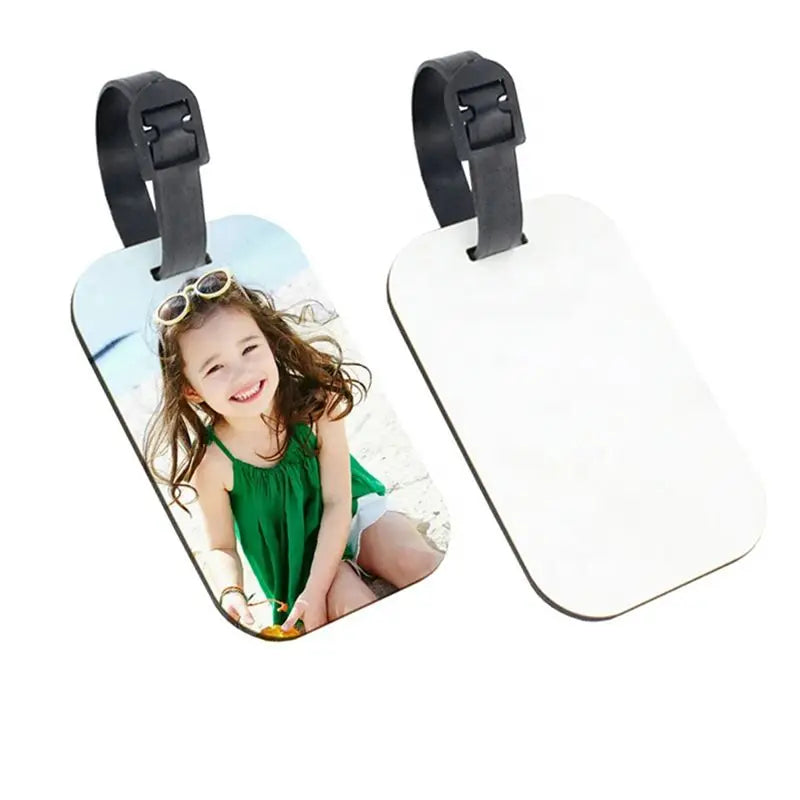 NEW-100PCS Sublimation Blank Luggage Tags White Blank Travel Bag Baggage Tags With Strap Double Sided Suitcase Label Tag