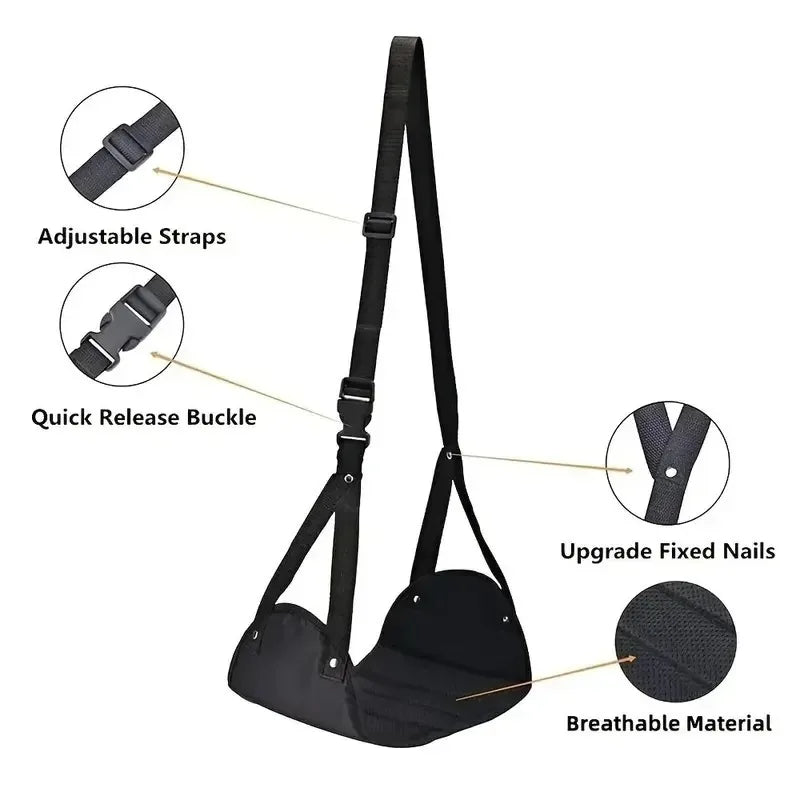 1PC Portable Foot Hammock Adjustable Strap Office Airplane Travel Under Desk Resting Support Leg Relief Foot Rest