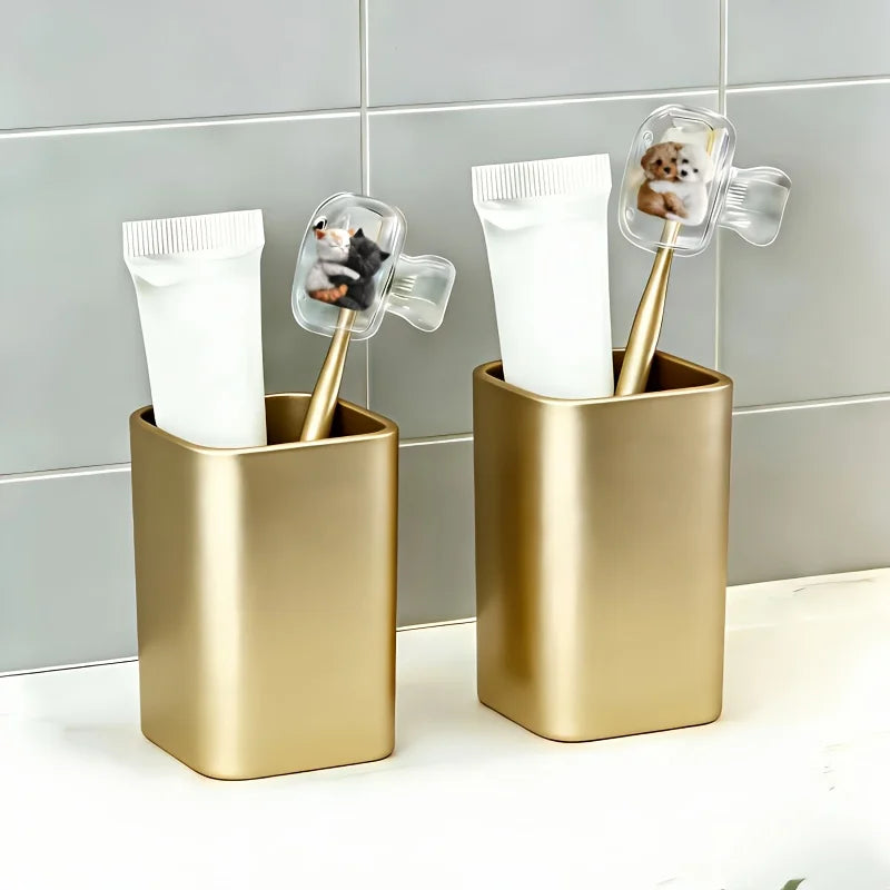 2pcs Cute Kitten Puppy Toothbrush Holders For Home And Travel Use Cute Party Holiday Souvenir Gifts For Family Women Friends