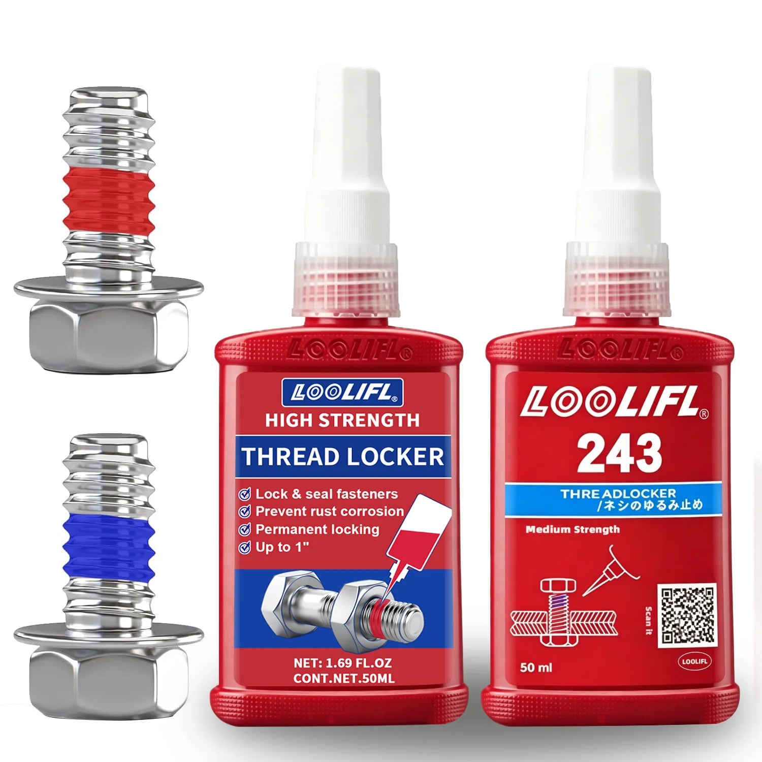 50ml High Strength Thread Locker Red Permanent Anaerobic Adhesive Anti-Vibration Anti-Rust Sealant for Metal Screw Bolt Fastener