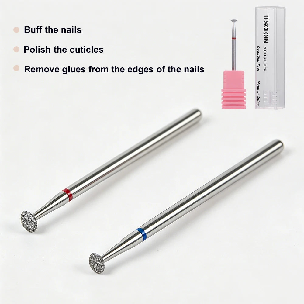 2Pcs Diamond Nail Drill Bits Electric File Grinding Heads for Cuticle Cleaning And Glue Removal Manicure Pedicure Accessories