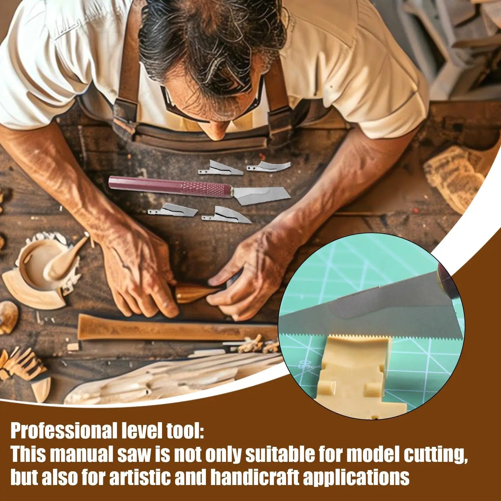 Mini Hand Saw Model Craft Tools with 4 DIY Craft Pieces Saw Blades Modelling Hobby DIY Tool Kit for Handcrafted Cutting